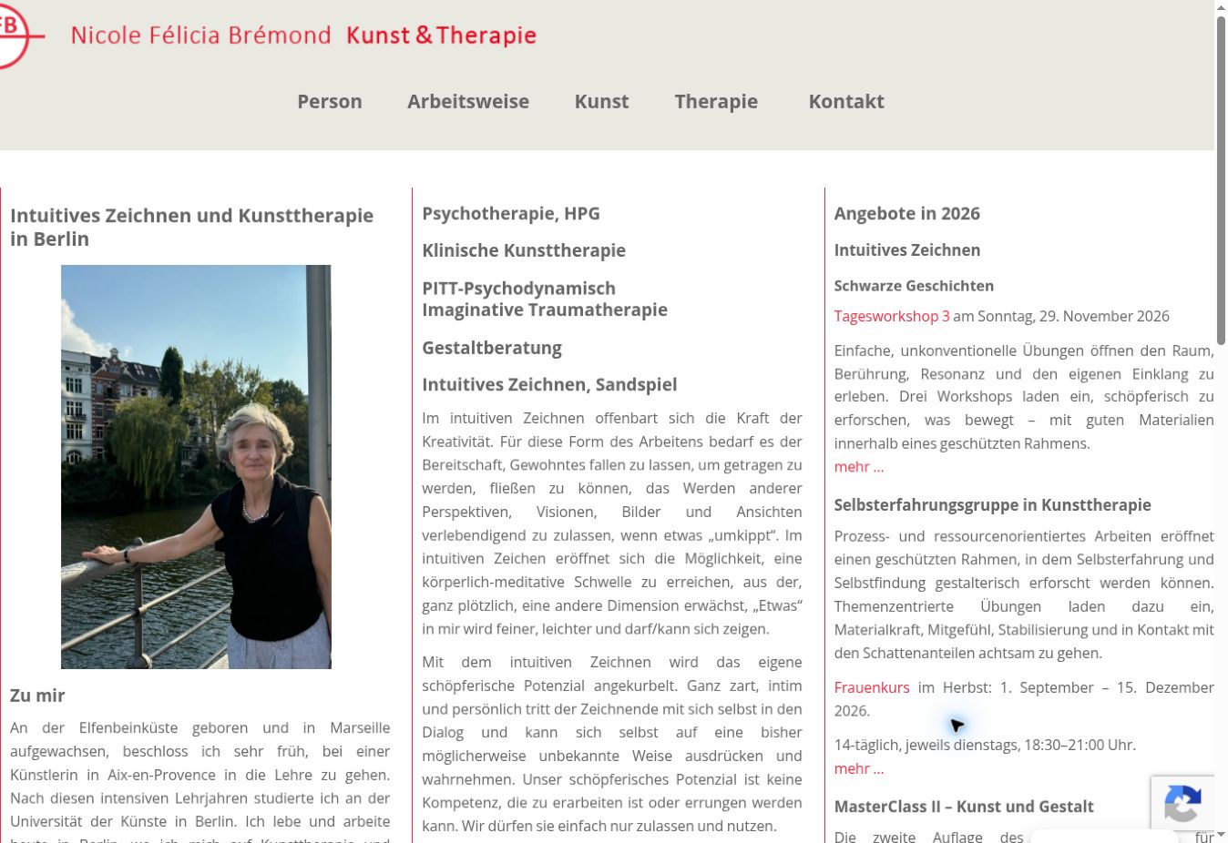 Startseite der Referenz Nicole Félicia Brémond – Kunst und Therapie.